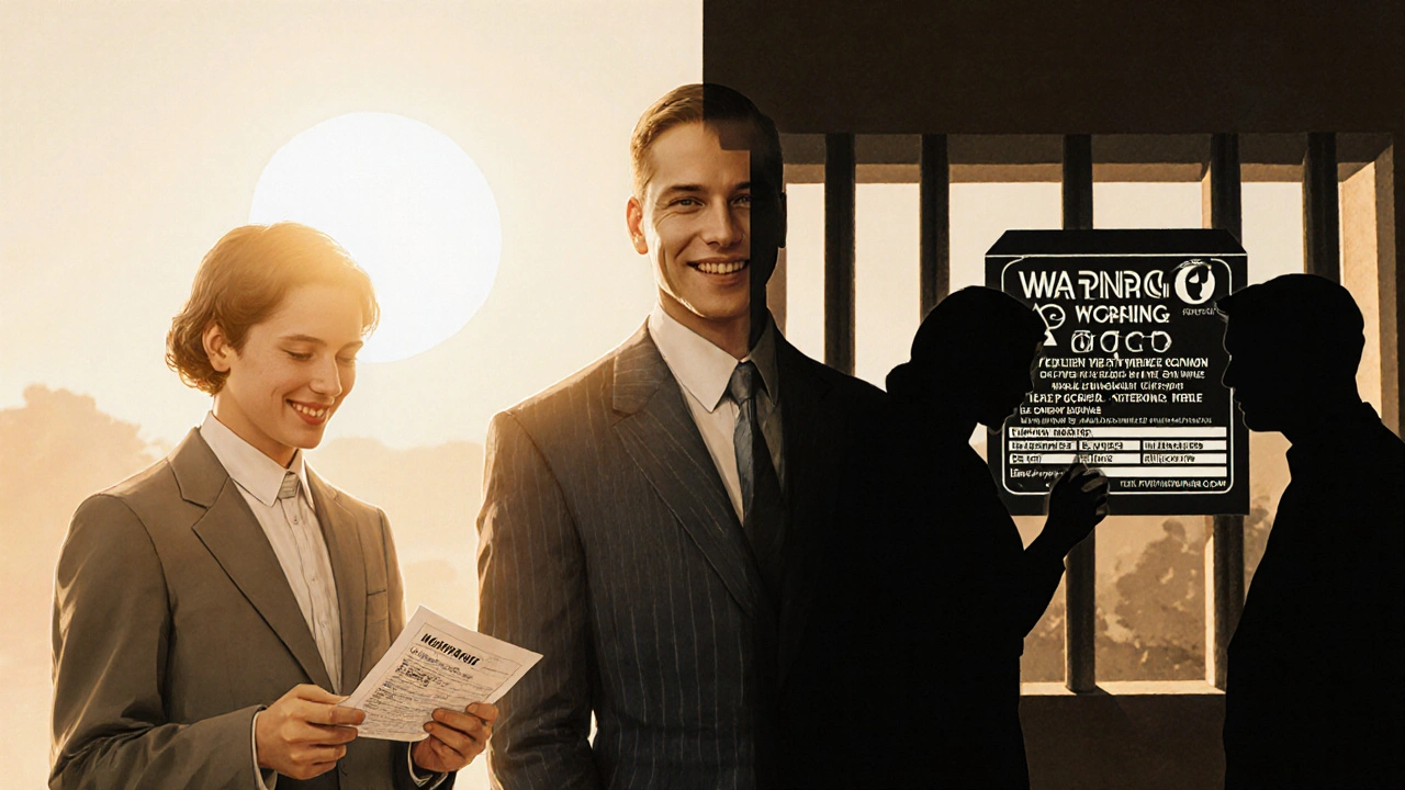 A doctor stands between a hopeful teen and a fearful family, with a black box warning looming like a barrier.