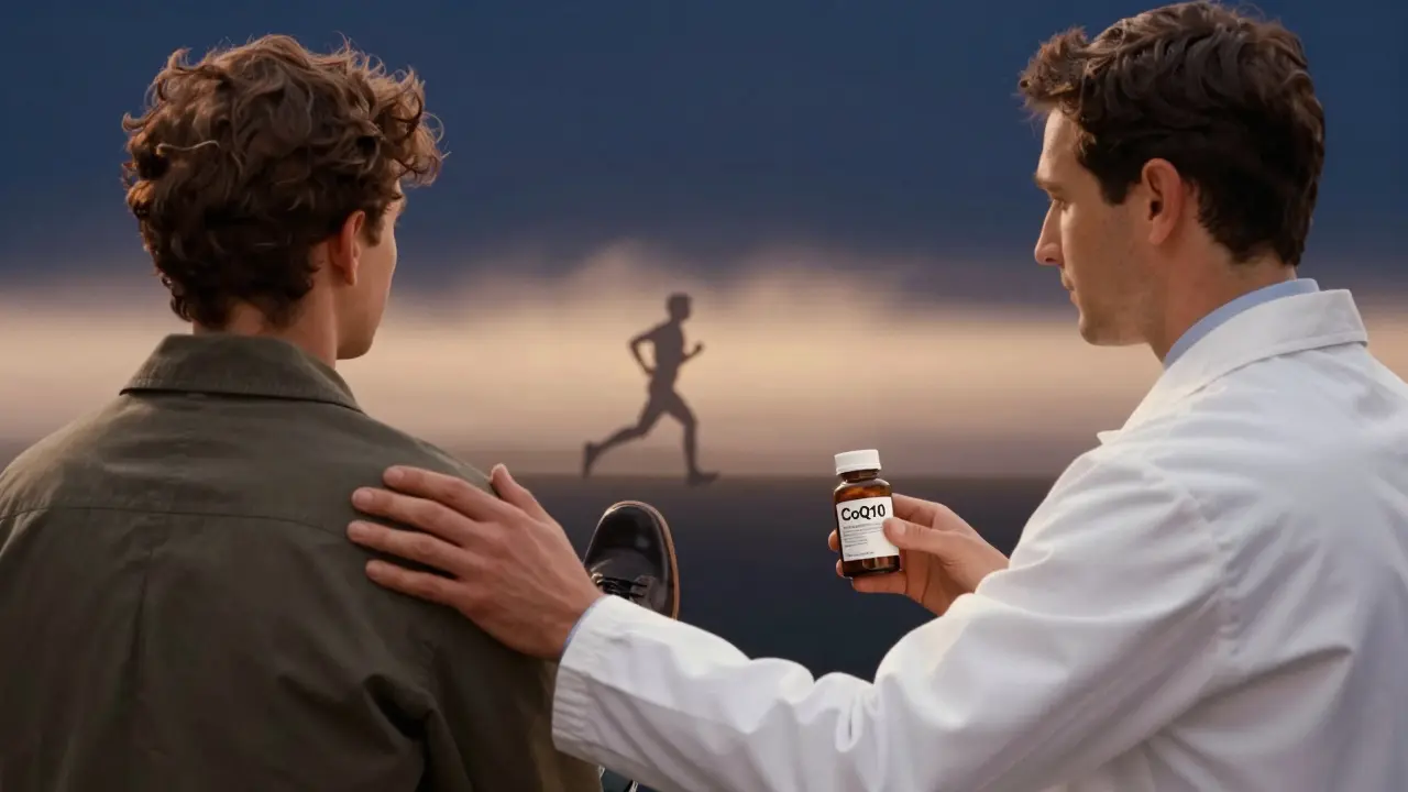 A doctor and patient sharing a moment of trust near a path of recovery.