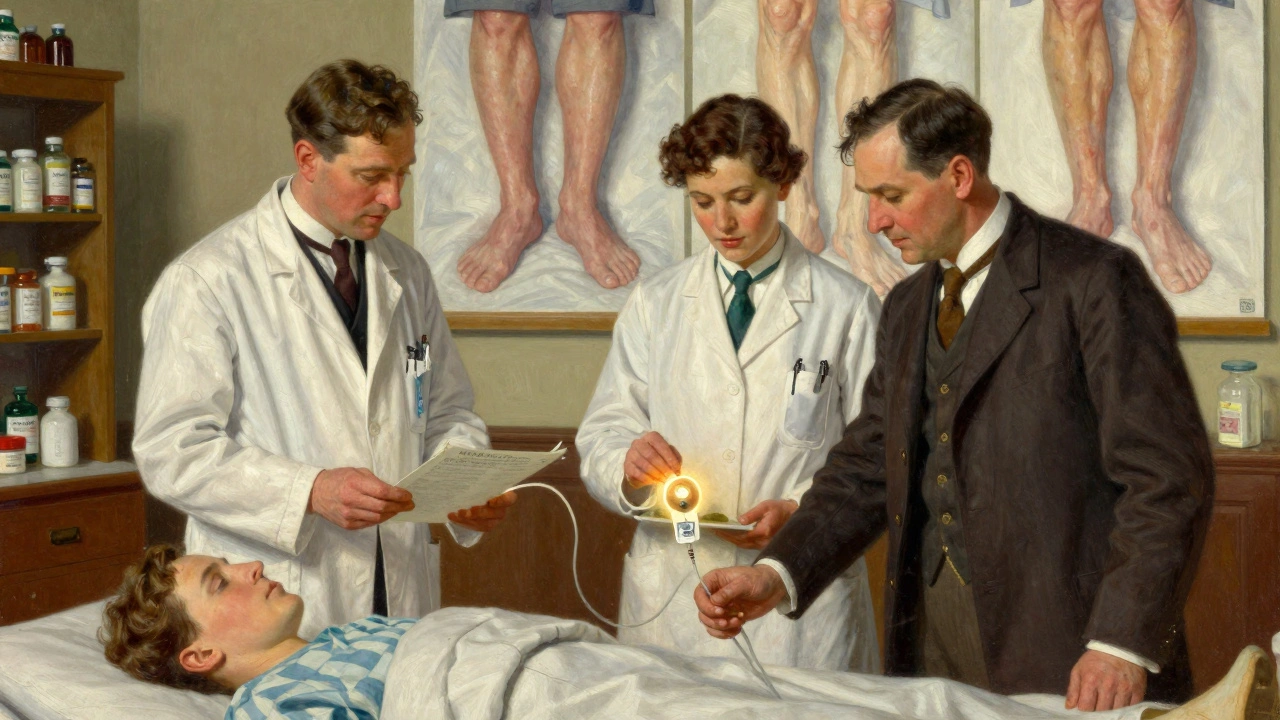 A medical team reviews a patient's chart with a wearable sodium patch glowing softly, illustrating coordinated care for sodium imbalance.