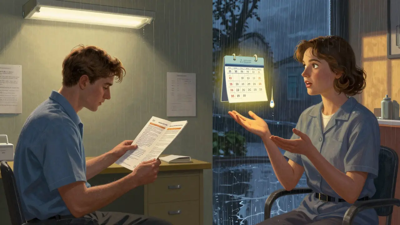 Contrasting scenes: one patient memorizing a pamphlet, another applying knowledge to a real-life scenario with glowing health symbols.