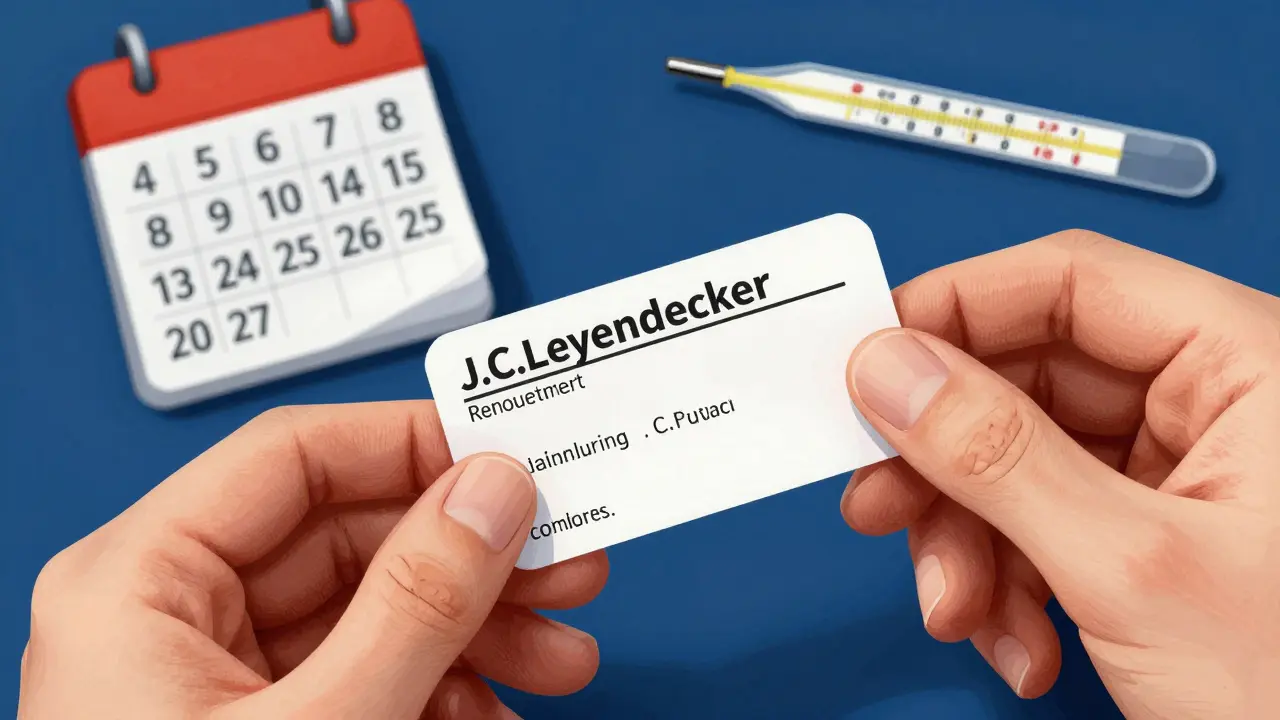 Close up of hands checking prescription details