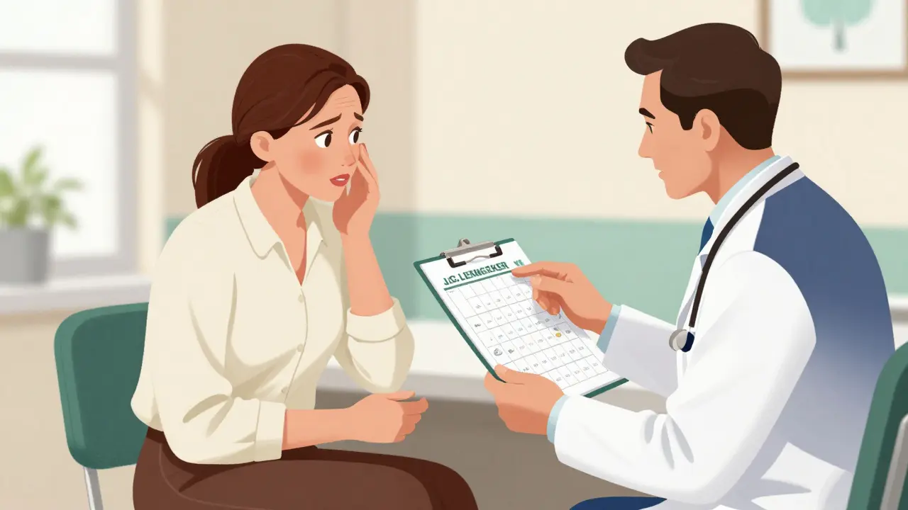 Doctor advising patient on medication timing for bladder health